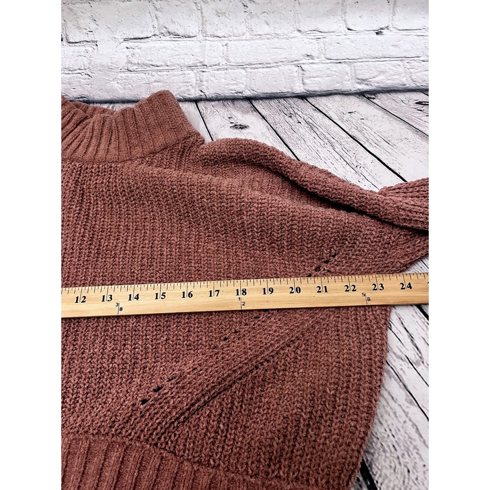 Pink Rose Womens Sweater L Mock Neck Long Sleeve Knit Pullover Mauve Casual - Picture 4 of 6